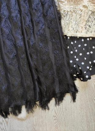 Черная длинная юбка макси миди сетка мини подкладка с бахромой дизайнерская balunova5 фото