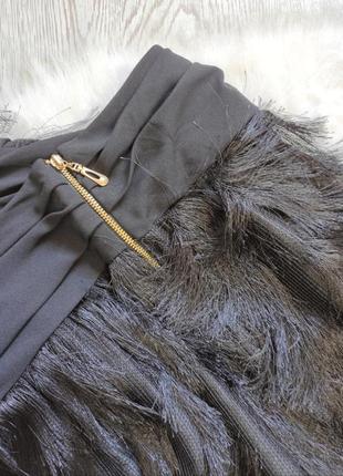 Черная длинная юбка макси миди сетка мини подкладка с бахромой дизайнерская balunova9 фото