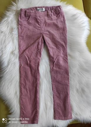 Джеггинсы, штаны,h&m,девочка,5-6 лет, мелкий вельвет, розовые,пудровые2 фото