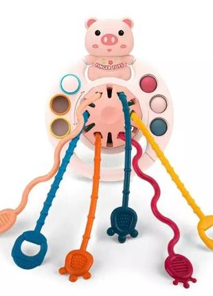 Багатофункціональна розвиваюча іграшка для малюка монтессорі "свинка"