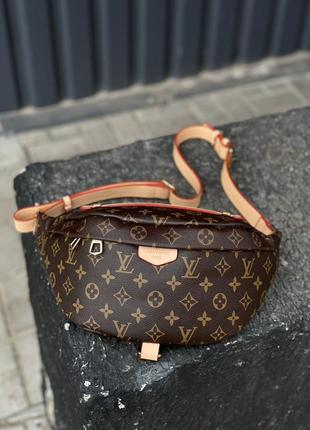 Женская бананка в стиле louis vuitton discovery bumbag pm brown/pink