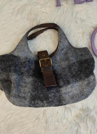 Женская сумка brebis noir серая шерстяная маленькая размер 25х18х15 см2 фото
