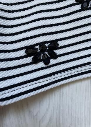 Футболка блузка со стразами в полосочку белая 36 42-44 s размер4 фото