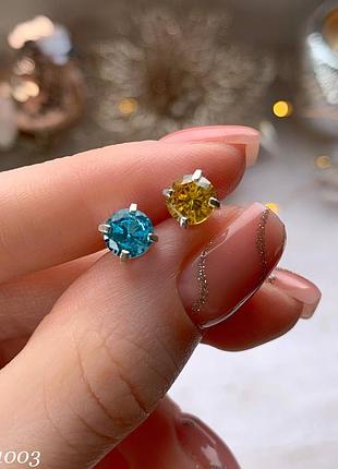 Серебряные патриотические серьги пусеты