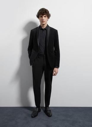 Красивый пиджак мужской бархат черный 50-52