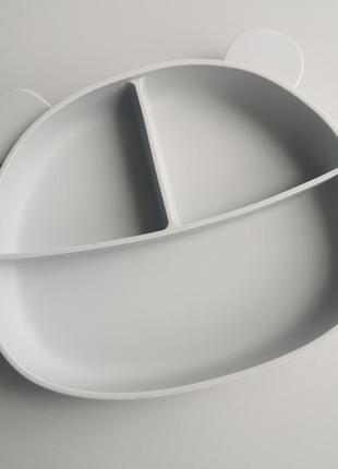 Дитяча силіконова секційна тарілочка ведмедик на примосці