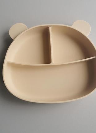 Дитяча силіконова секційна тарілочка ведмедик на примосці