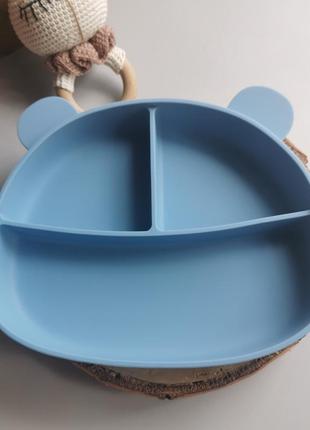 Дитяча силіконова секційна тарілочка ведмедик на примосці