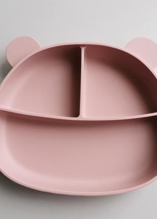 Дитяча силіконова секційна тарілочка ведмедик на примосці