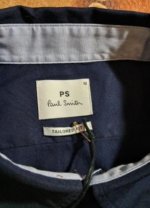 Рубашка ps paul smith oxford tailored fit, темно-синяя4 фото