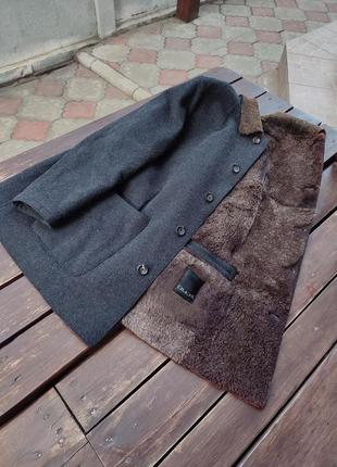 Стильное мужское пальто gimo's с натуральным мехом люксовое брендовое италия gms-75 на меху эксклюзив1 фото