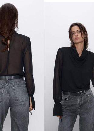 Блузка zara спинка сеточка 🖤