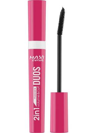 Maxi color 2in1 duos volume&curl тушь для ресниц 2в1
