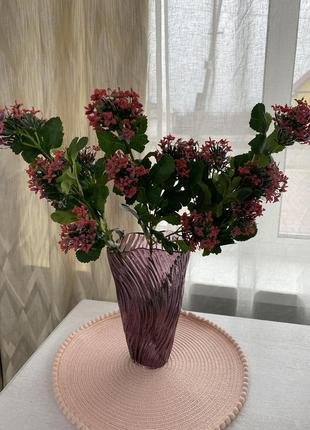 Декоративная ветвь из листьев и красных ягод в инее, 70см 903-550