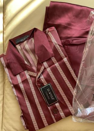 Мужская пижама ropteks collection m красный с золотом шелковая домашний комплект2 фото
