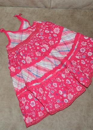 Платье пышное детское розовое в цветочек на девочку 12-18 мес. matalan.