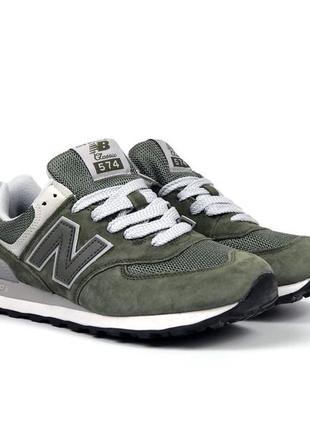 Женские кроссовки new balance classic 574  темно зеленые1 фото