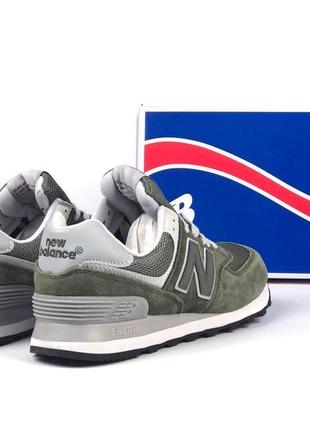 Женские кроссовки new balance classic 574  темно зеленые5 фото