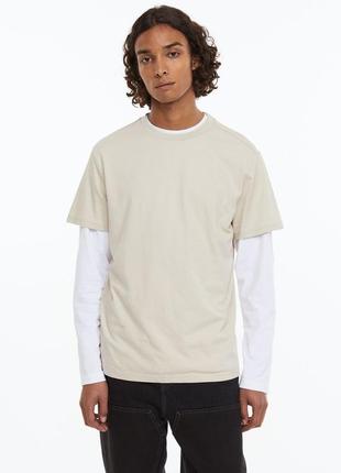 Футболка h&amp;m 0685816178 regular fit xs s m l xl xxl свет бежевый6 фото