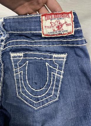 Джинсы брюки true religion logo прямые синие jeans evisu casual лого7 фото