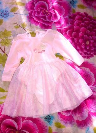 Боди  с юбкой платье для новорожденной от 3-6 месяцев