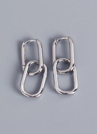 Сережки серьги стильні модні сріблясті срібні s925 ланцюжок нові2 фото