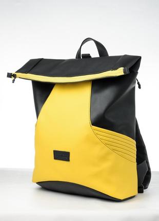 Рюкзак ролл sambag rolltop x чорний з жовтим4 фото