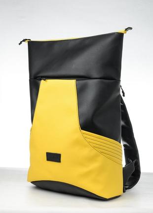 Рюкзак ролл sambag rolltop x чорний з жовтим5 фото
