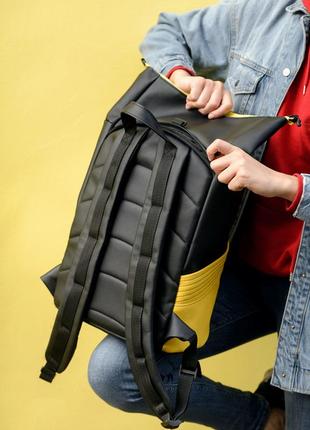 Рюкзак ролл sambag rolltop x чорний з жовтим7 фото