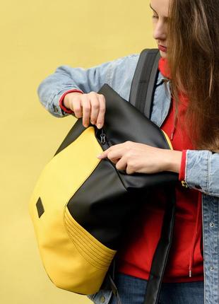 Рюкзак ролл sambag rolltop x чорний з жовтим3 фото