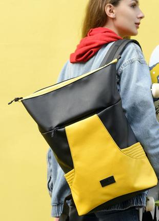 Рюкзак ролл sambag rolltop x чорний з жовтим2 фото