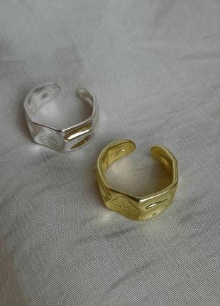 Кольцо с регулируемым размером серебро золото6 фото