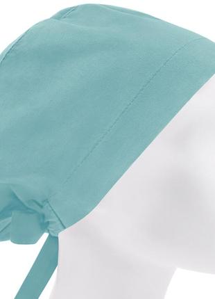 Медична шапочка шапка жіноча тканинна бавовняна багаторазова однотонна хірургічний зелений