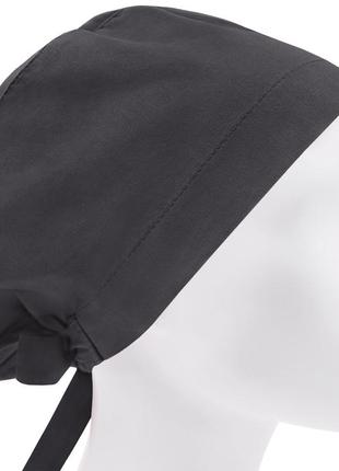 Медицинская шапочка шапка женская тканевая хлопковая многоразовая однотонная темно-серая