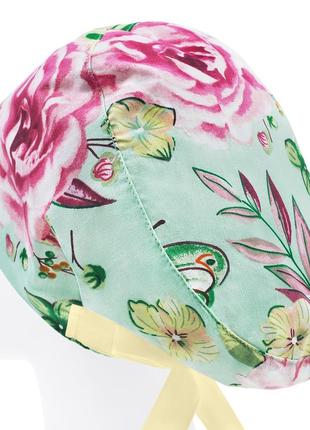 Медична шапочка шапка жіноча тканинна бавовняна багаторазова принт велика троянда2 фото