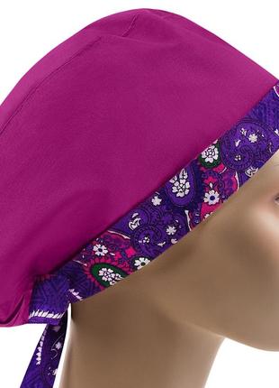 Медицинская шапочка шапка женская тканевая хлопковая многоразовая принт индийские огурцы