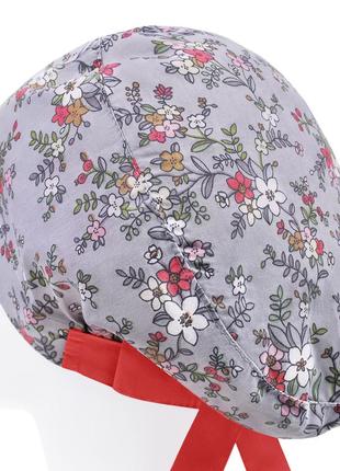 Медична шапочка шапка жіноча тканинна бавовняна багаторазова принт квіти на гілочках2 фото