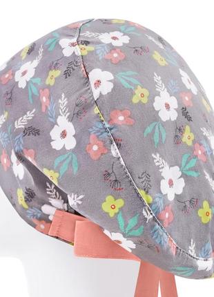 Медична шапочка шапка жіноча тканинна бавовняна багаторазова принт квіти різнокольорові2 фото