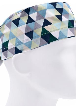 Медична шапочка чоловіча тканинна бавовняна багаторазова принт трикутники