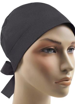 Медична шапочка шапка жіноча тканинна бавовняна багаторазова однотонна графіт3 фото