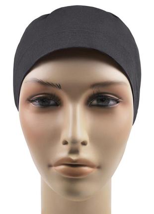 Медична шапочка шапка жіноча тканинна бавовняна багаторазова однотонна графіт5 фото