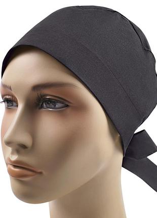 Медична шапочка шапка жіноча тканинна бавовняна багаторазова однотонна графіт4 фото