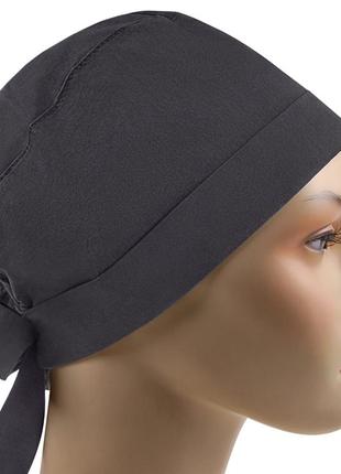 Медицинская шапочка шапка женская тканевая хлопковая многоразовая однотонная графит1 фото
