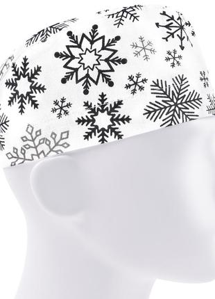 Медична шапочка чоловіча тканинна бавовняна багаторазова принт сніжинки1 фото