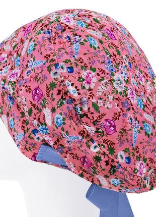 Медична шапочка шапка жіноча тканинна бавовняна багаторазова принт польові квіти2 фото