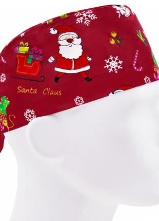 Медична шапочка чоловіча тканинна бавовняна багаторазова новорічна цукерки подарунки