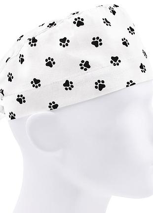 Медична шапочка шапка чоловіча тканинна бавовняна багаторазова принт лапки