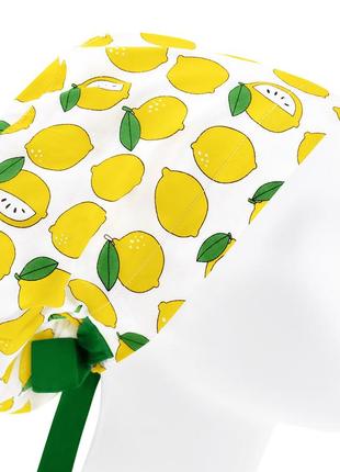 Медицинская шапочка шапка женская тканевая хлопковая многоразовая принт лимоны
