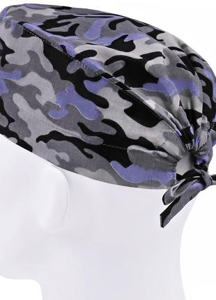 Медицинская шапочка шапка мужская тканевая хлопковая многоразовая принт камуфляж2 фото