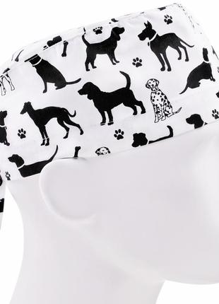 Медична шапочка чоловіча тканинна бавовняна багаторазова принт собачки